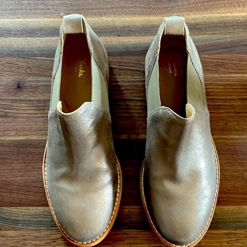Clark's silver leather boots